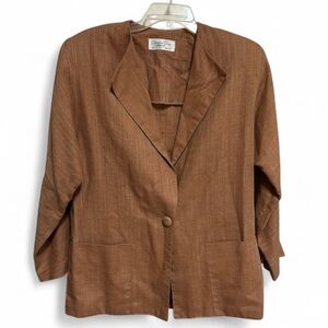 Vintage Christian Dior Seperates Blazer Jacket Women’s Size Medium Linen Brown